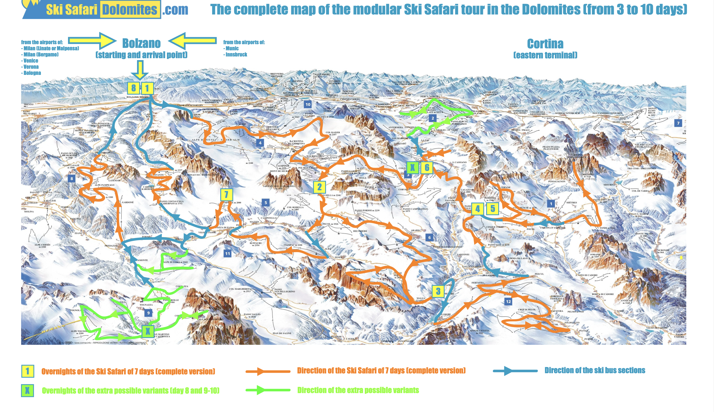 Map of Dolomite Ski Safari